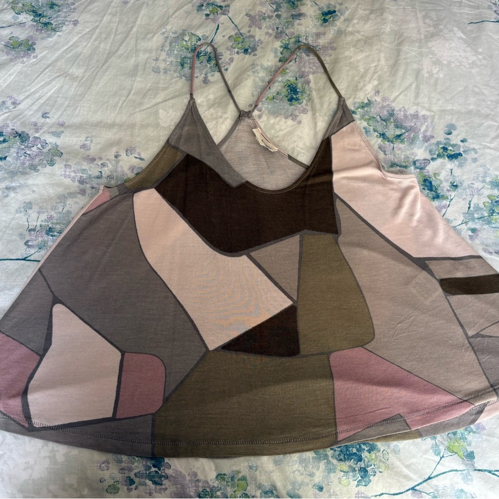 Wilfred Asymmetrical Graphic Camisole Tan Brown